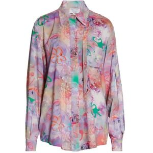 RARE Collina Strada Bow Convention Silk Blouse Sz Medium - Starfish -Retail $350